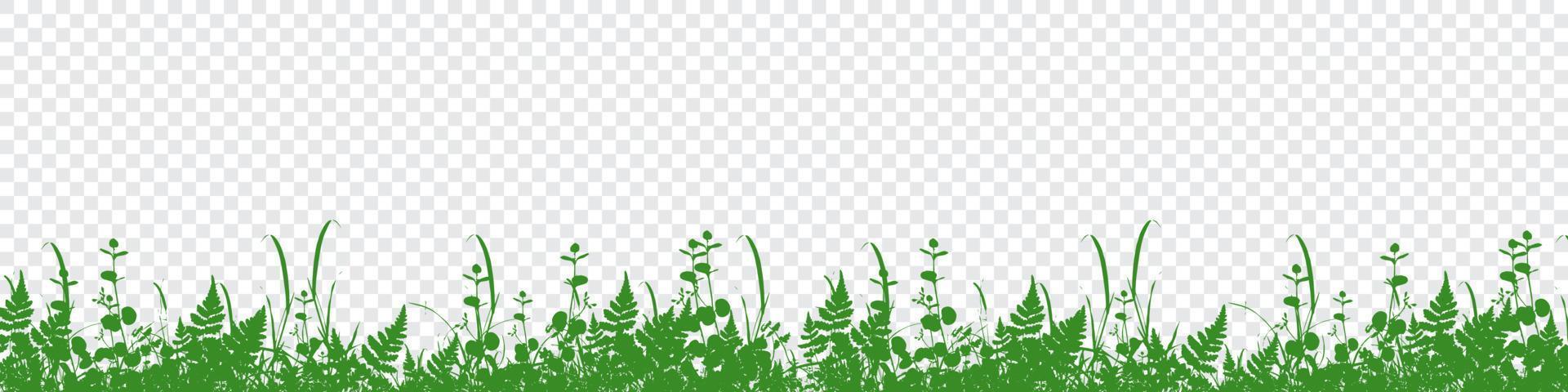 Vector green grass silhouette. Grass repeating background. Green grass silhouette background. Vector illustration