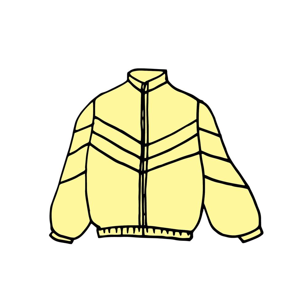 vintage jacket with zipper - hand drawn vector sketch in 90s style