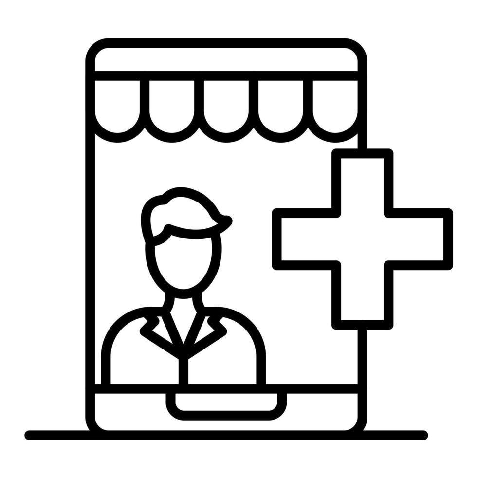 icono de línea de proveedor de comercio electrónico médico vector