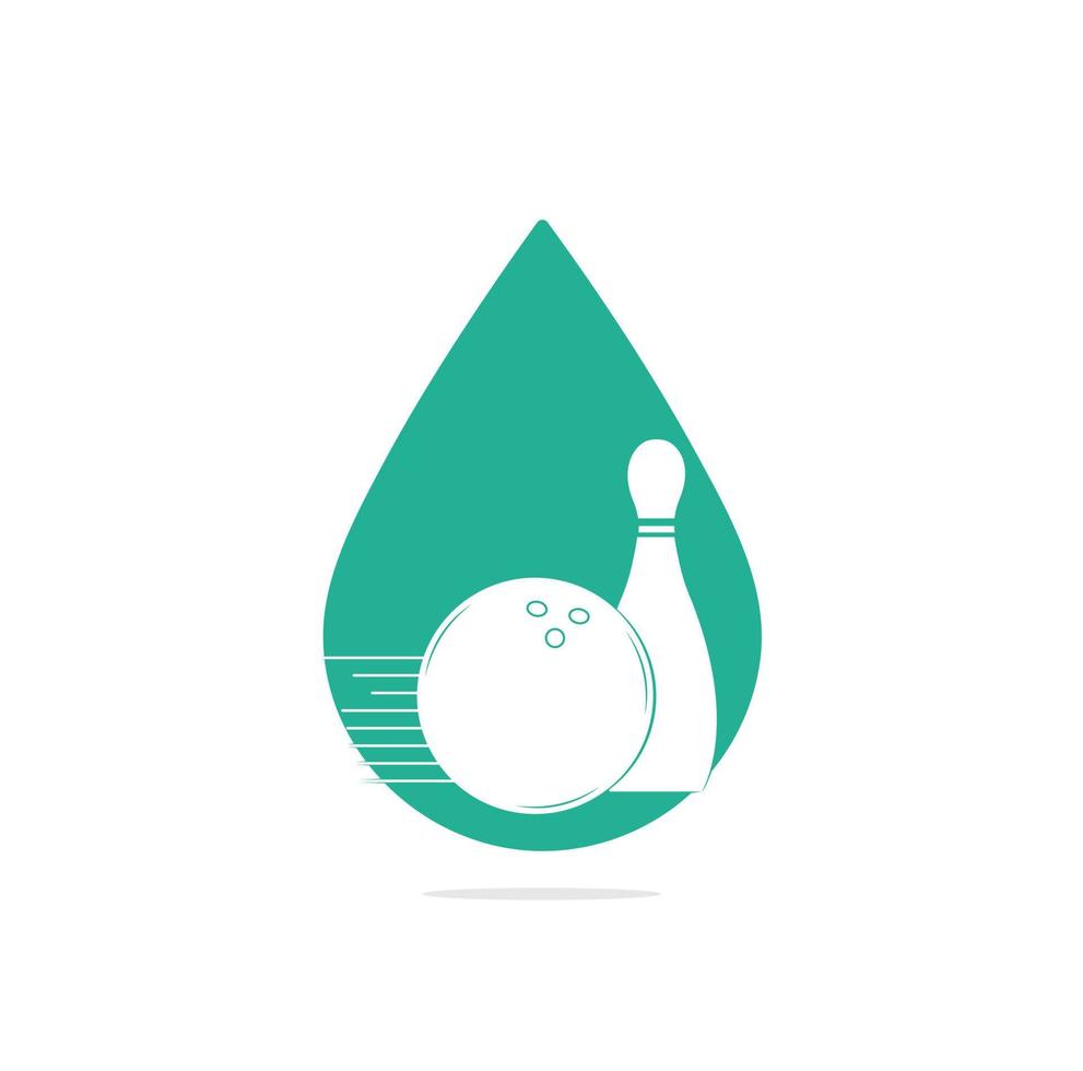 Bowling ball and bowling pin drop shape concept logo, icons and symbol. Drop shape Bowling ball and bowling pin illustration. vector