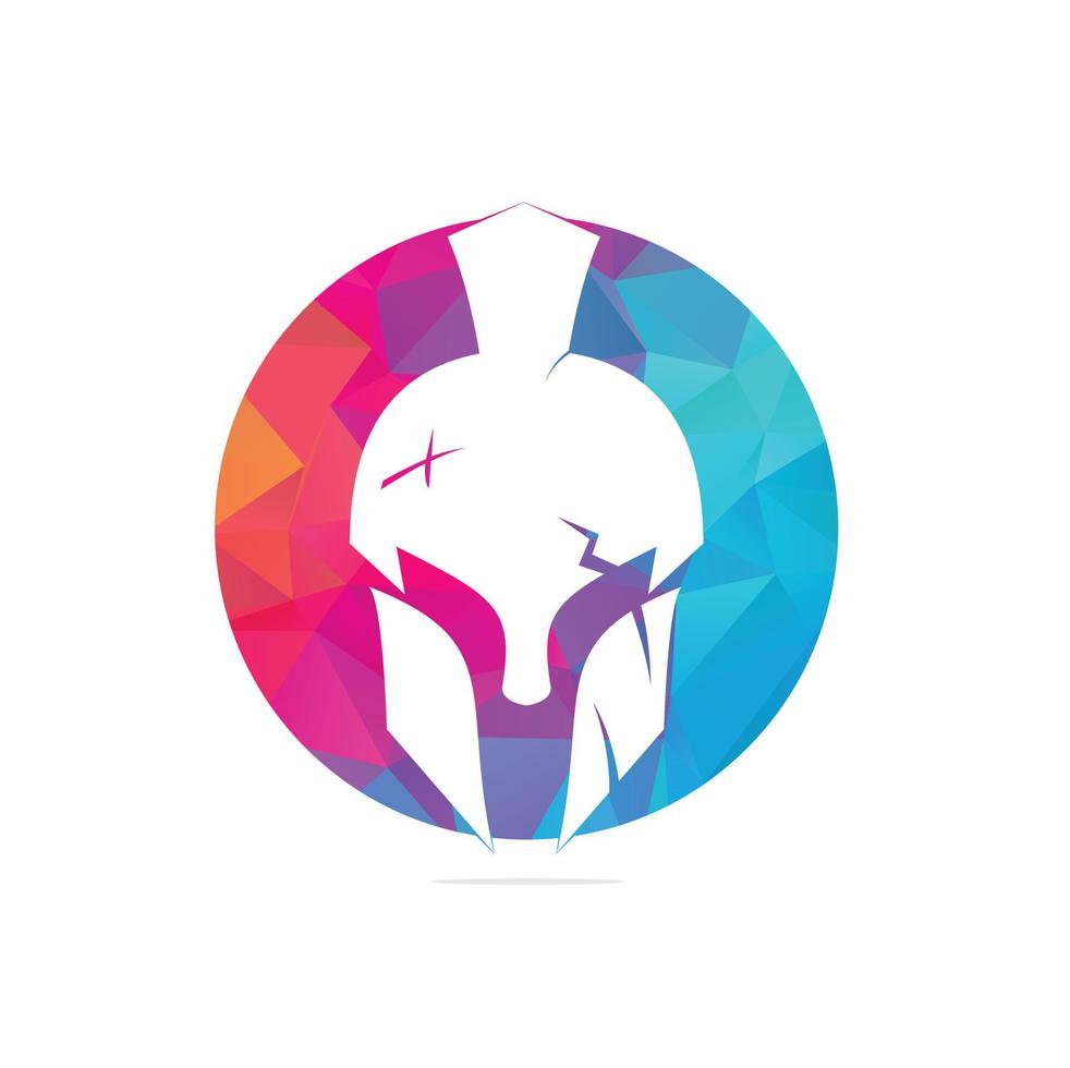 helmet of the Spartan warrior symbol, emblem. Spartan helmet logo, illustration of spartan, Spartan Greek gladiator helmet armor flat vector icon