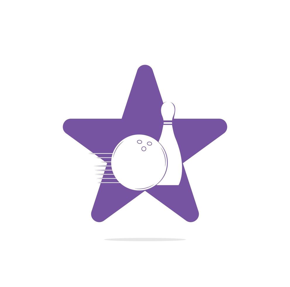 logotipo, iconos y símbolo del concepto de forma de estrella de bolos y bolos. bola de bolos en forma de estrella e ilustración de bolos. vector