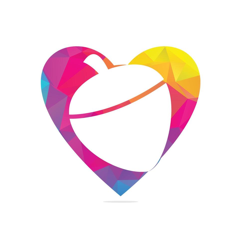 Acorn heart shape Logo Design Template. Acorn logo illustration vector template.