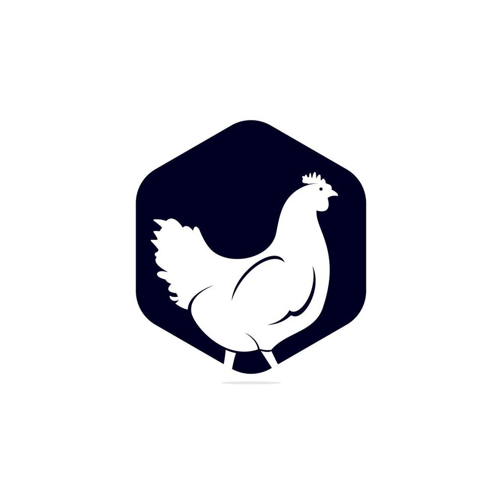 gallina, diseño de ilustración de plantilla de logotipo de vector de silueta de pollo hembra.