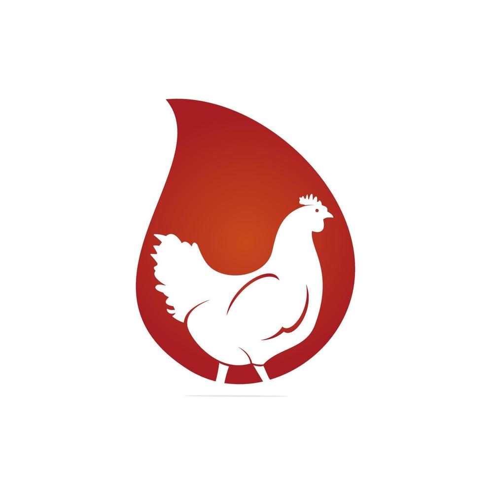 diseño de logotipo vectorial de concepto de forma de gota de gallina. símbolo de icono de vector de pájaro de pollo.