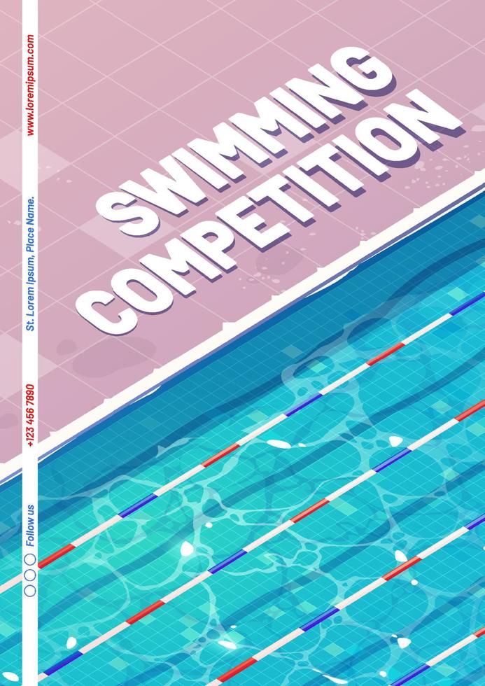 cartel de competición de natación con vista superior de la piscina vector