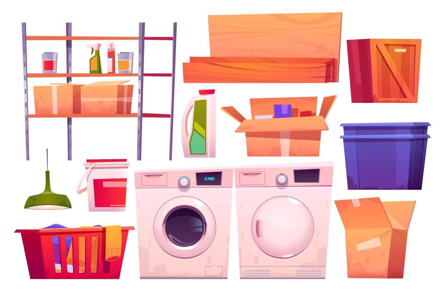 Storage room with laundry equipment vector