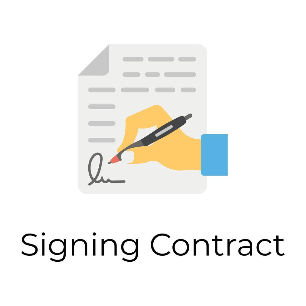 Trendy Signing Contract vector