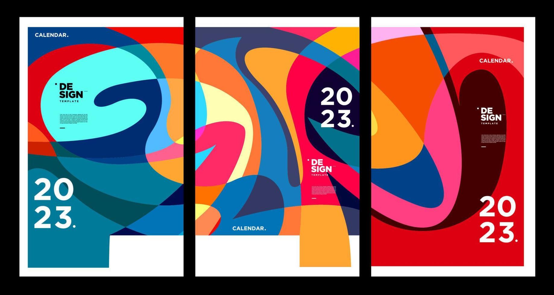 New year 2023 calendar design template with geometric colorful abstract. Vector calendar design.