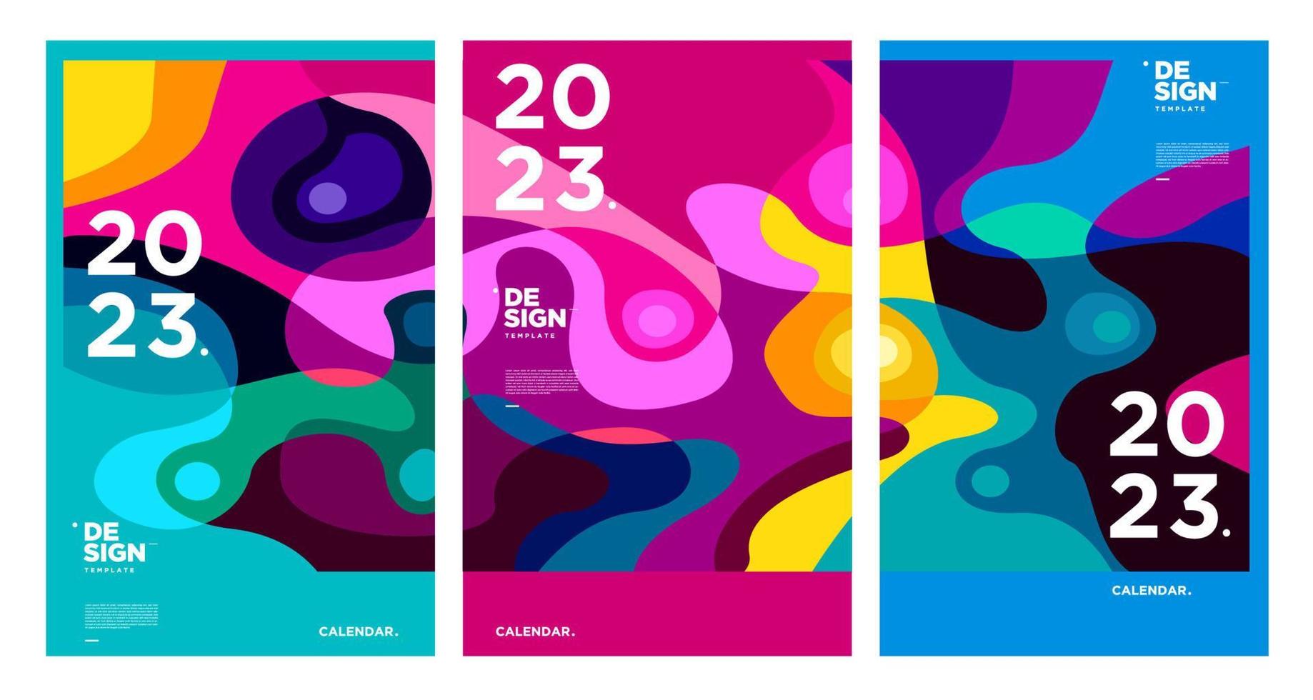 New year 2023 calendar design template with geometric colorful abstract. Vector calendar design.