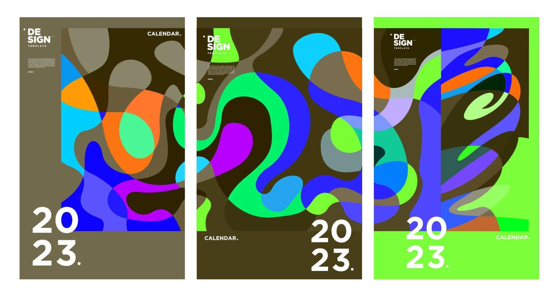 New year 2023 calendar design template with geometric colorful abstract. Vector calendar design.