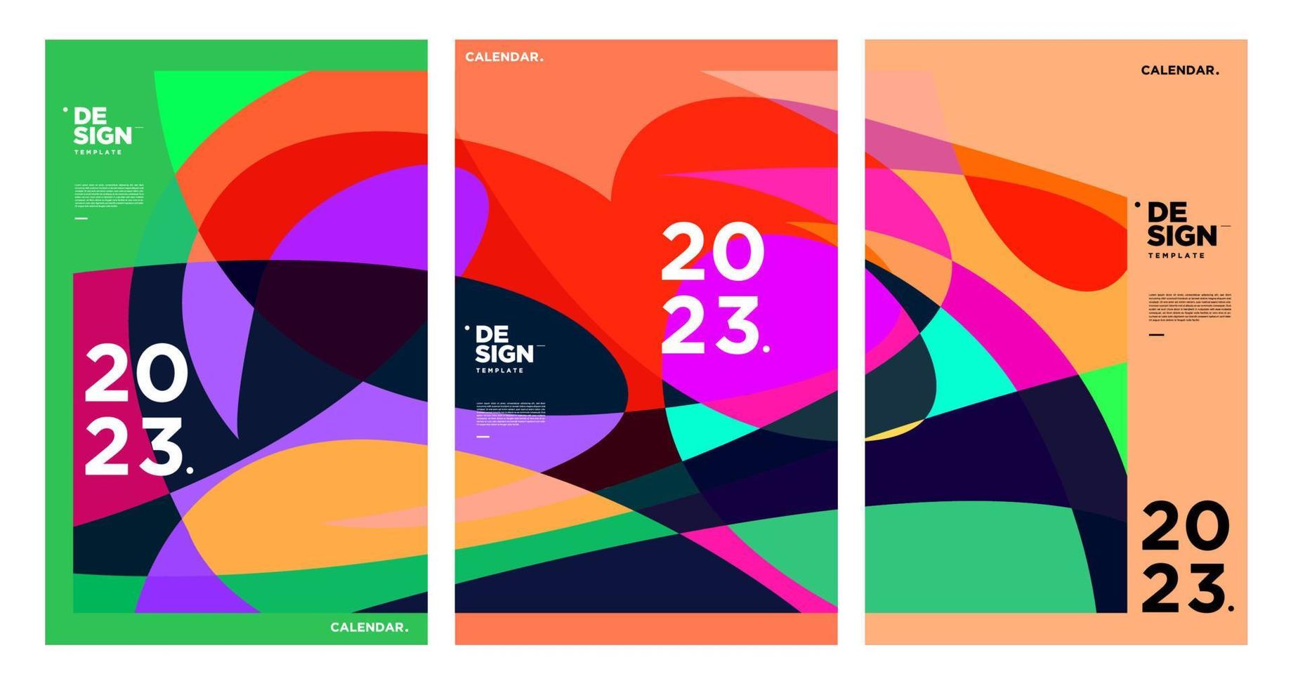 New year 2023 calendar design template with geometric colorful abstract. Vector calendar design.