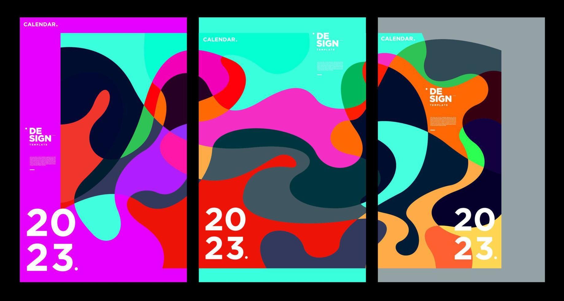 New year 2023 calendar design template with geometric colorful abstract. Vector calendar design.