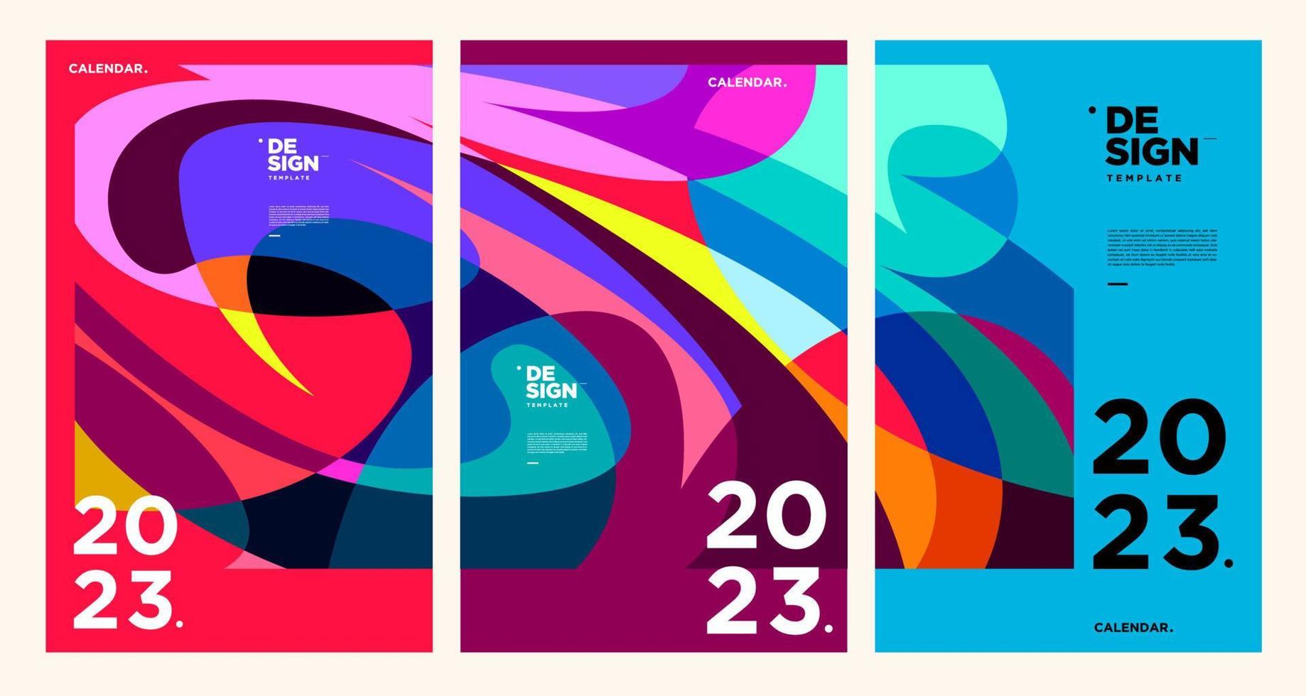 New year 2023 calendar design template with geometric colorful abstract. Vector calendar design.