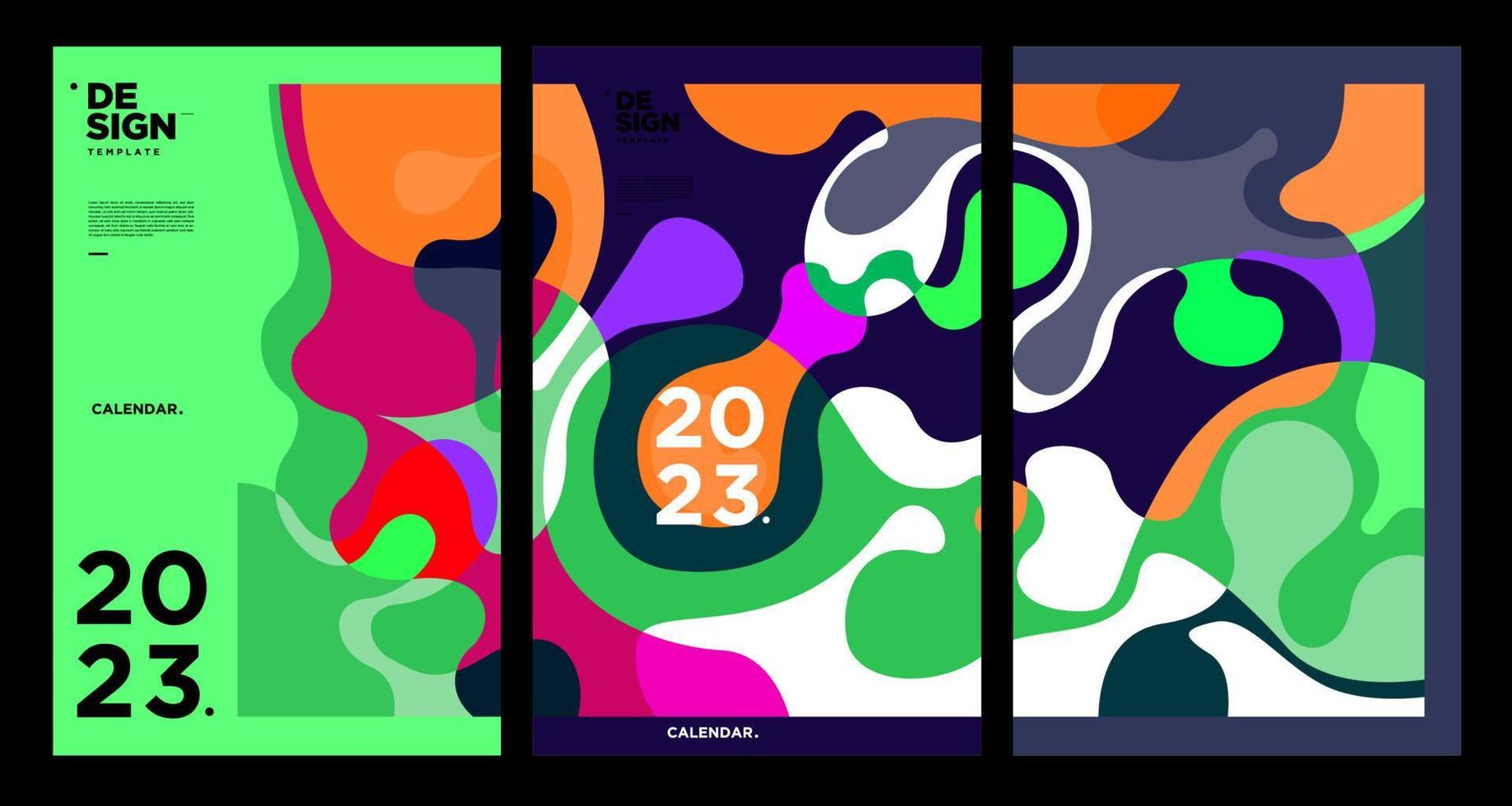 plantilla de diseño de calendario de año nuevo 2023 con abstracto colorido geométrico. diseño de calendario vectorial. vector