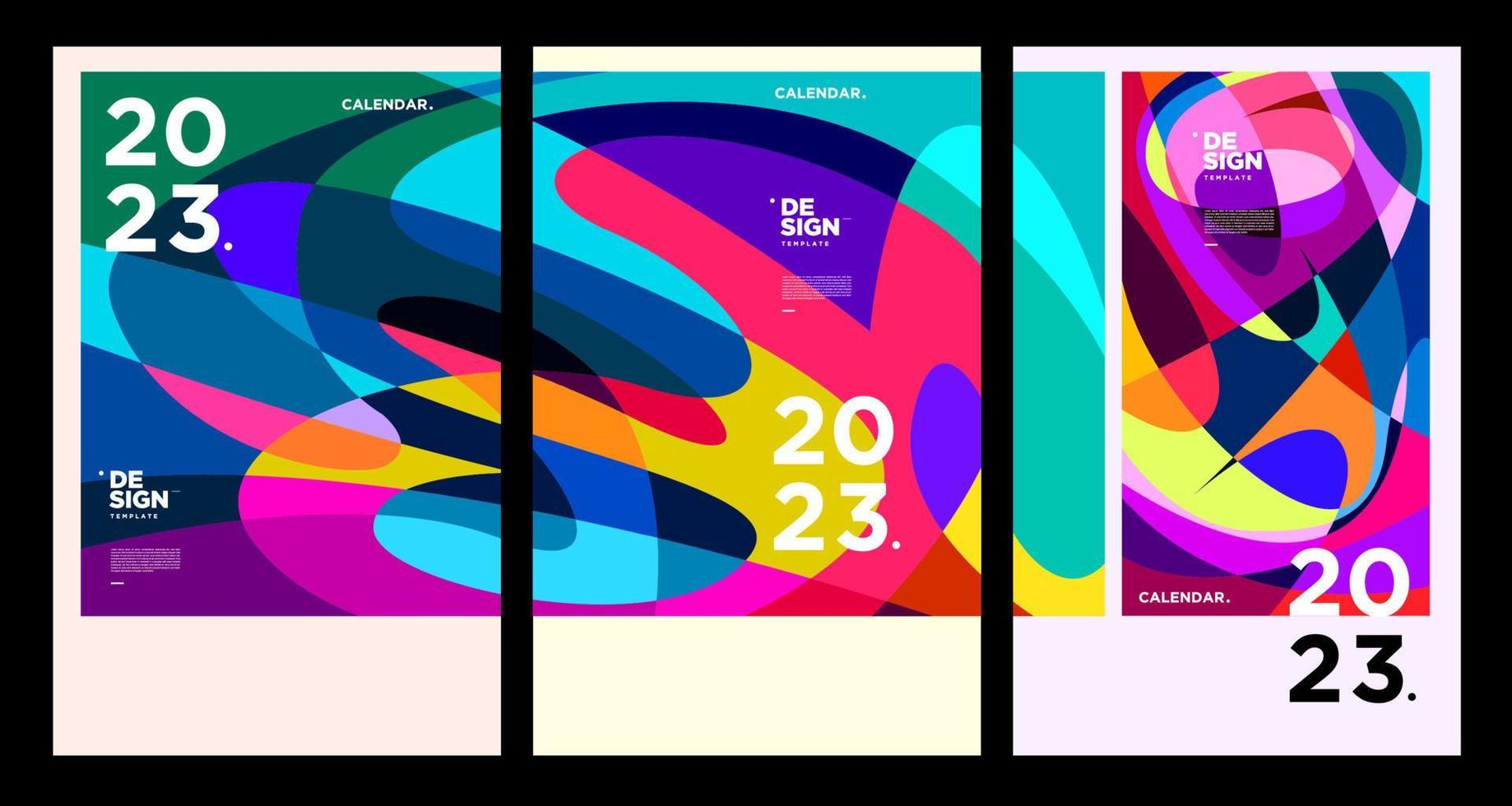 New year 2023 calendar design template with geometric colorful abstract. Vector calendar design.