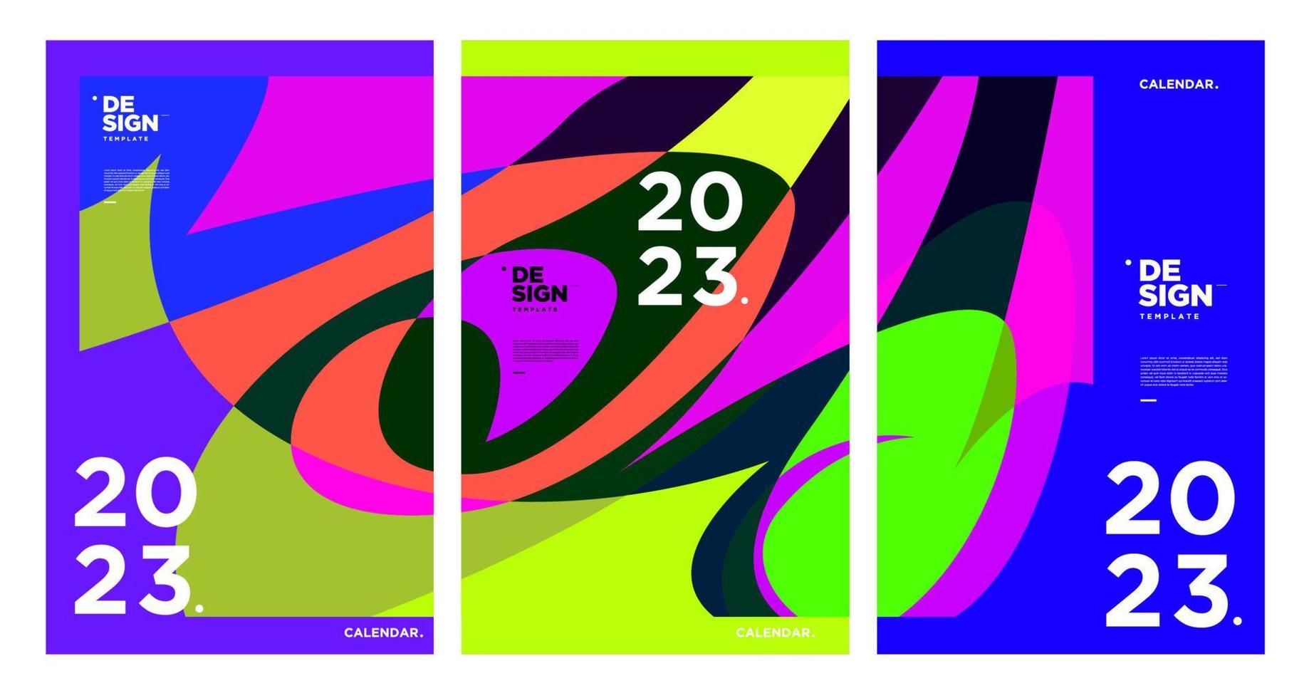 New year 2023 calendar design template with geometric colorful abstract. Vector calendar design.