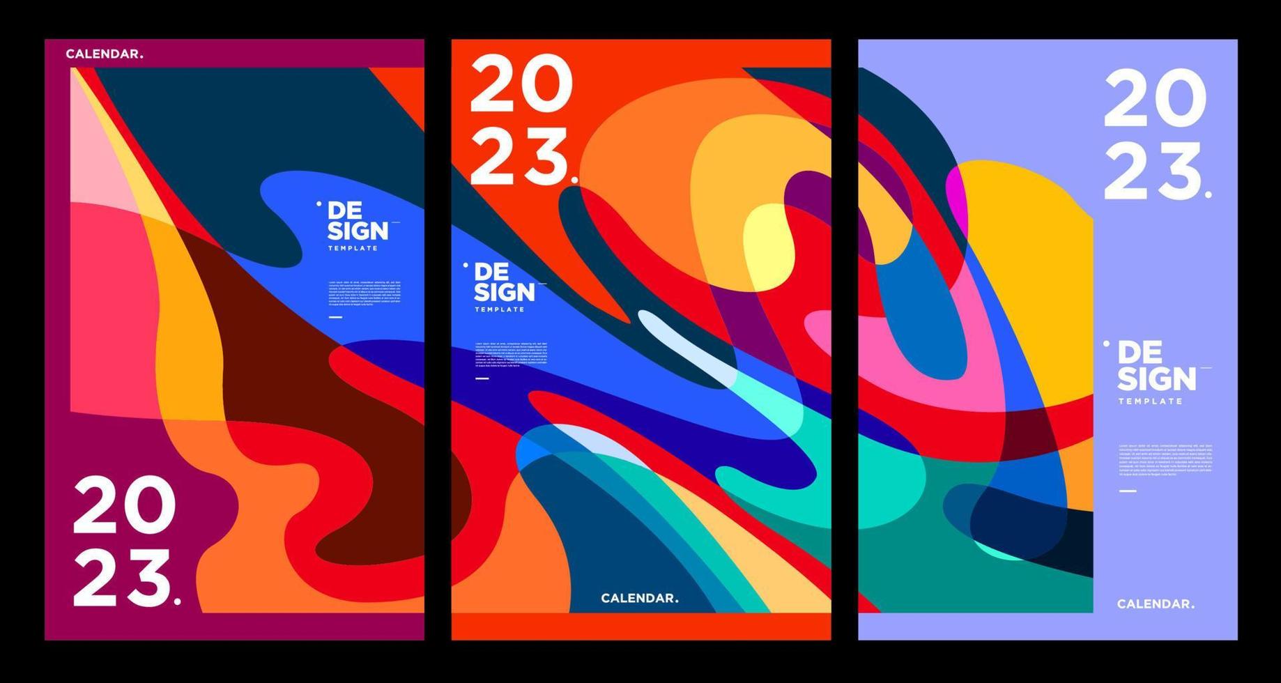 New year 2023 calendar design template with geometric colorful abstract. Vector calendar design.