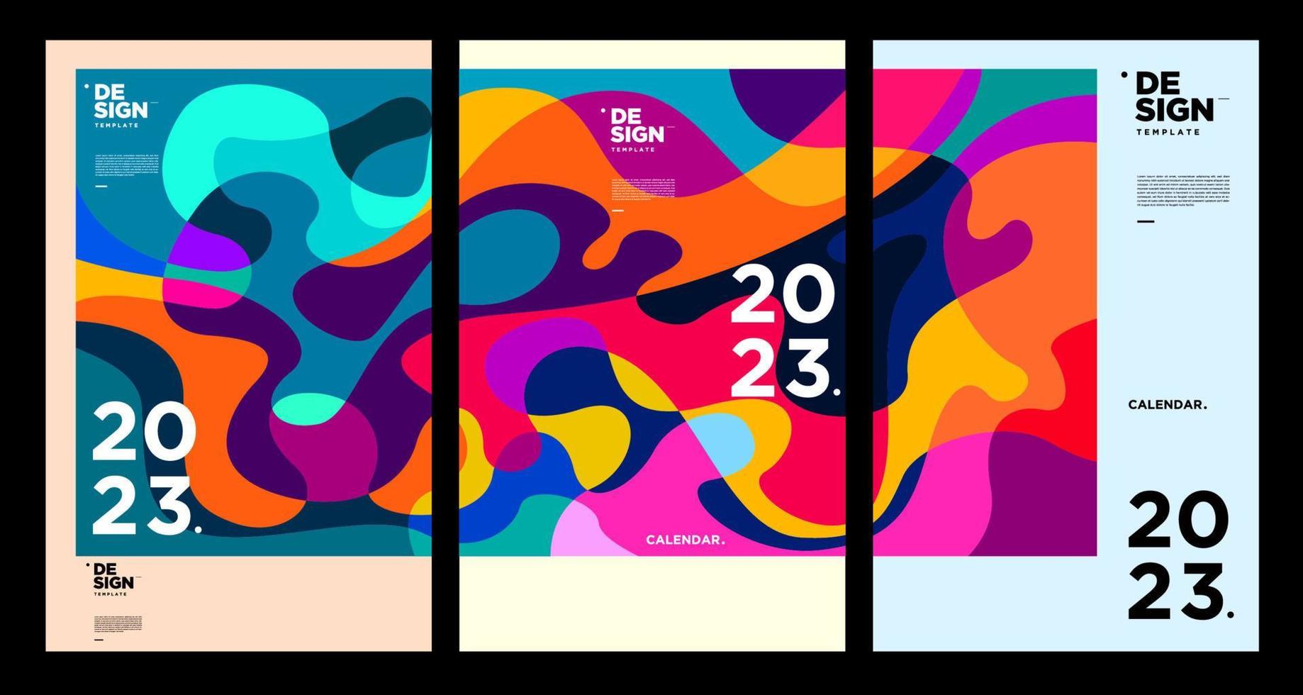 New year 2023 calendar design template with geometric colorful abstract. Vector calendar design.