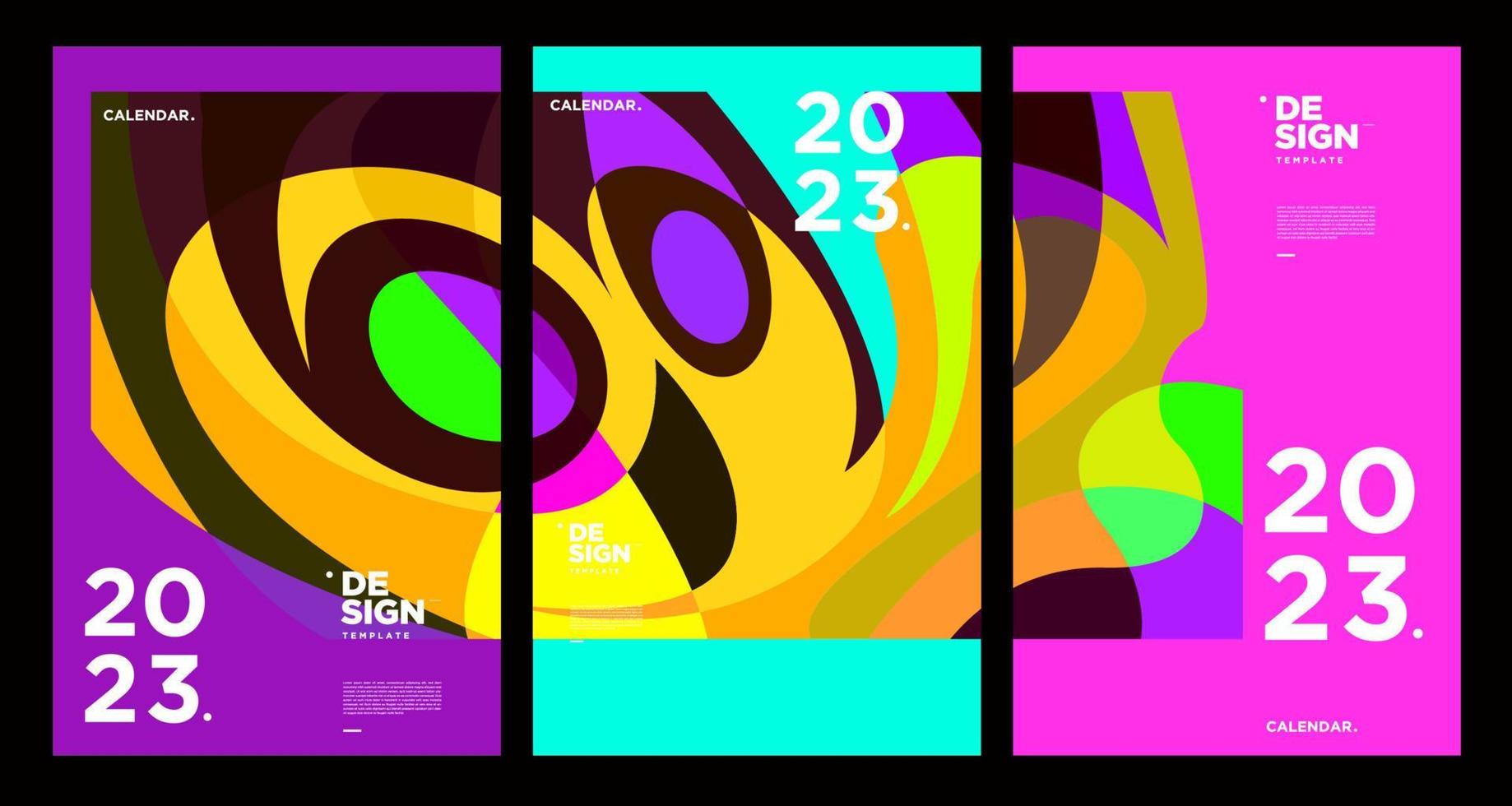 New year 2023 calendar design template with geometric colorful abstract. Vector calendar design.