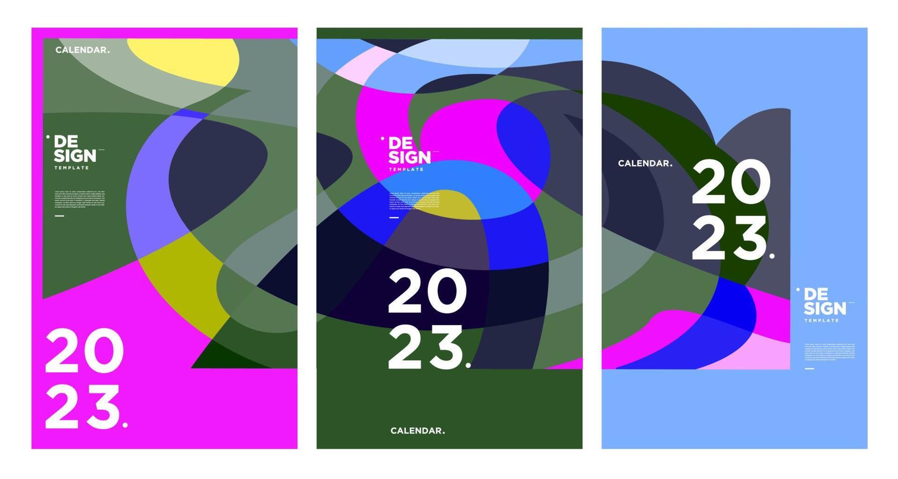 New year 2023 calendar design template with geometric colorful abstract. Vector calendar design.