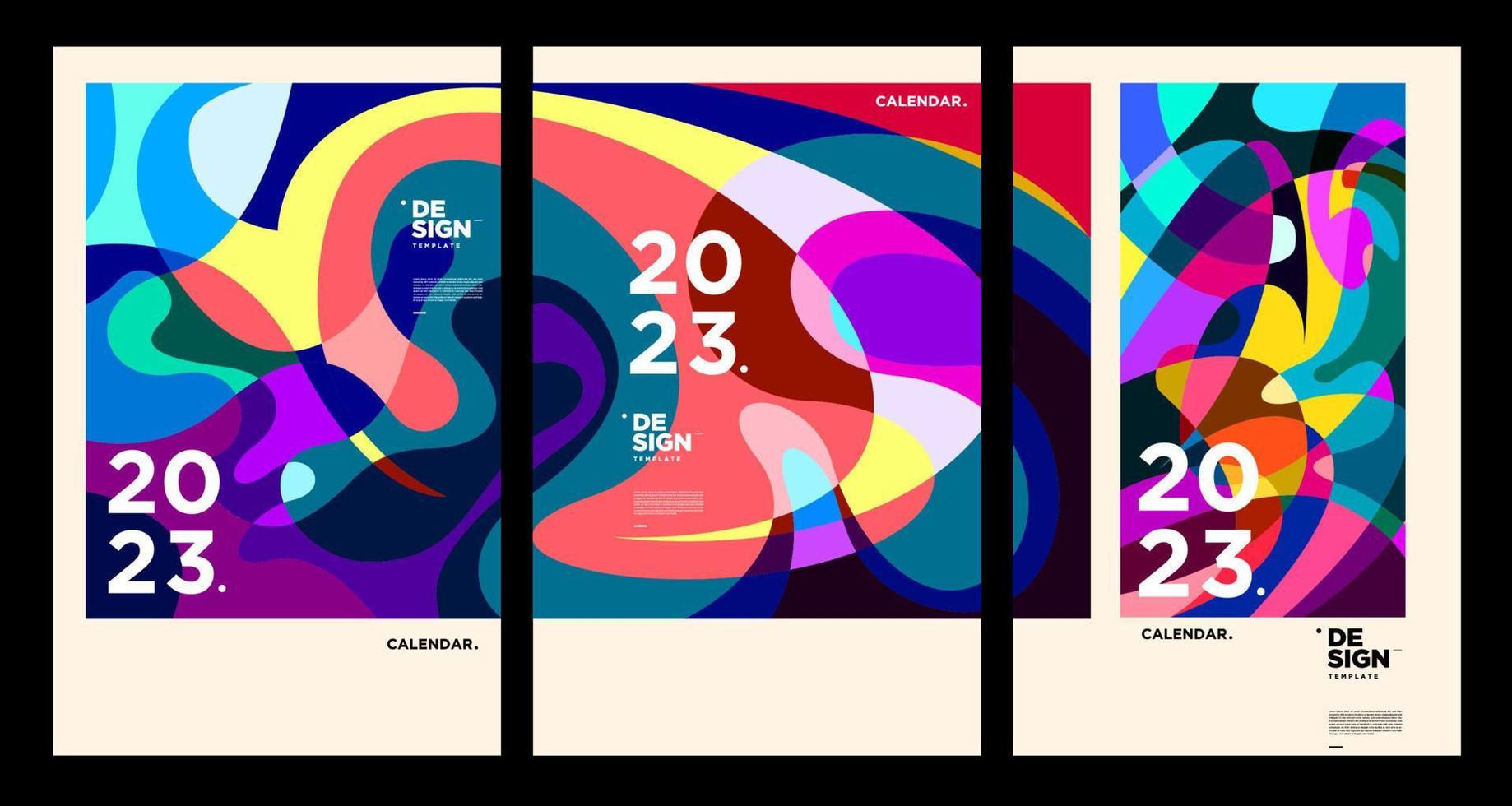 New year 2023 calendar design template with geometric colorful abstract. Vector calendar design.