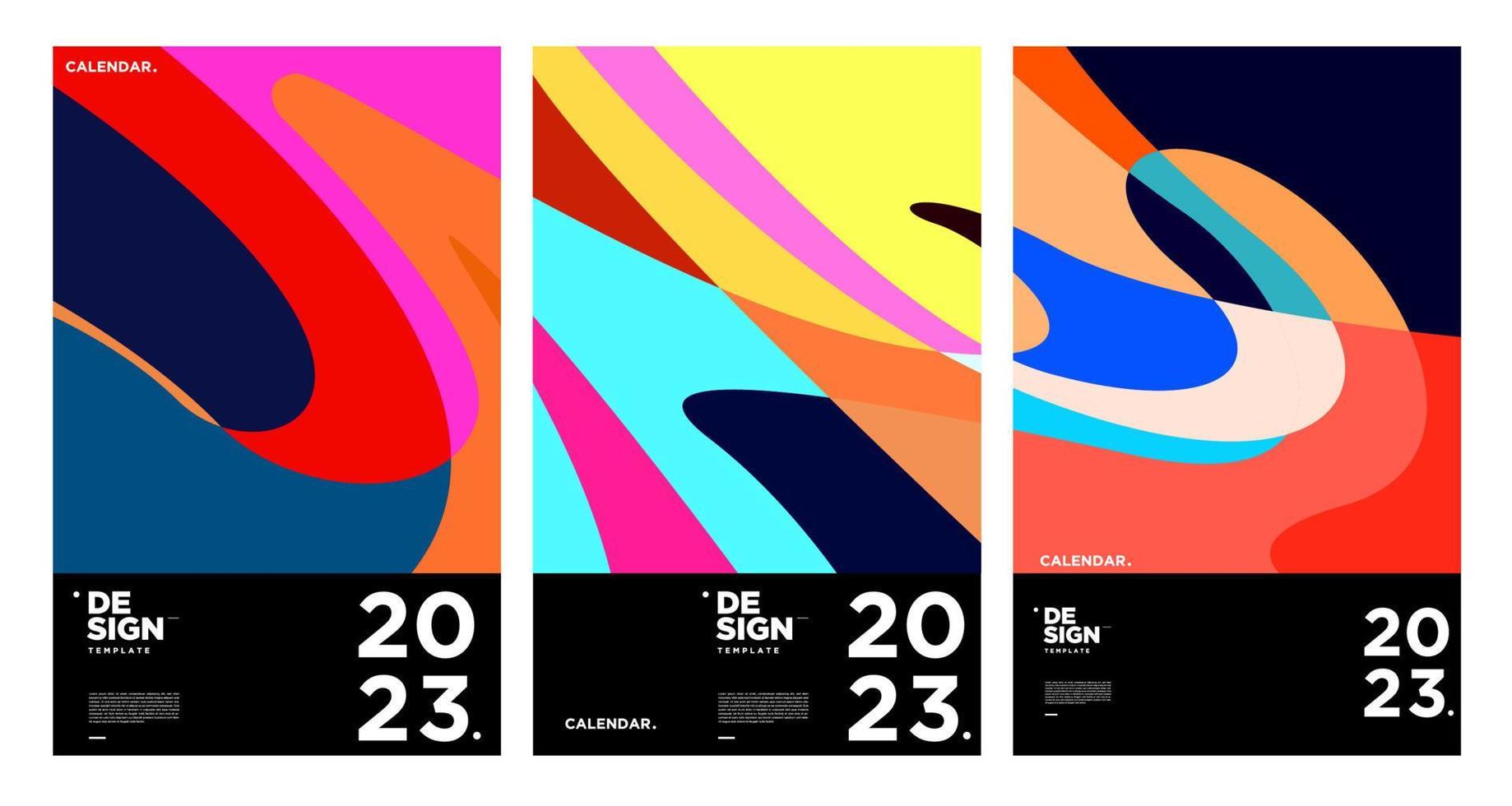 New year 2023 calendar design template with geometric colorful abstract. Vector calendar design.