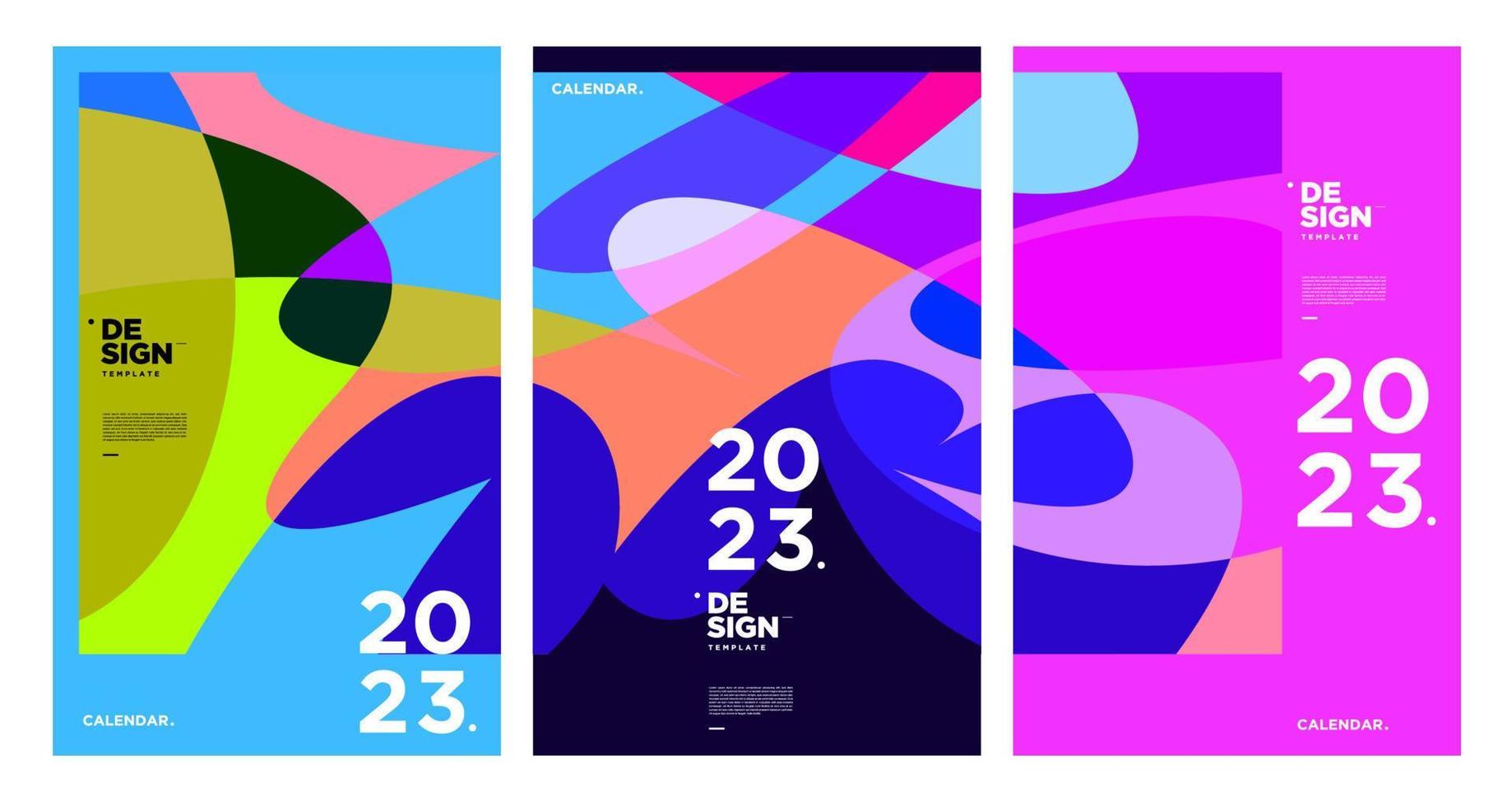 New year 2023 calendar design template with geometric colorful abstract. Vector calendar design.