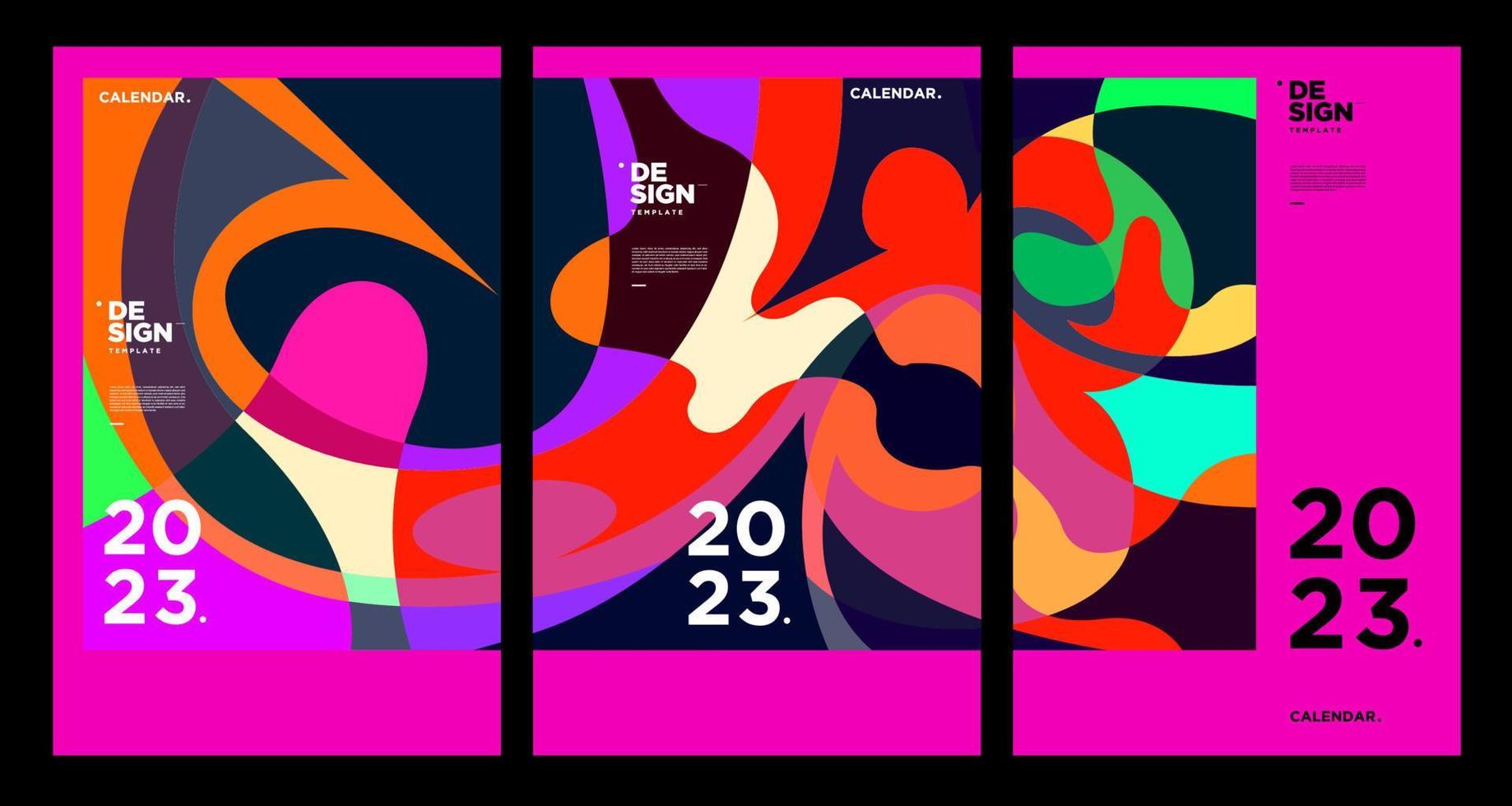 plantilla de diseño de calendario de año nuevo 2023 con abstracto colorido geométrico. diseño de calendario vectorial. vector