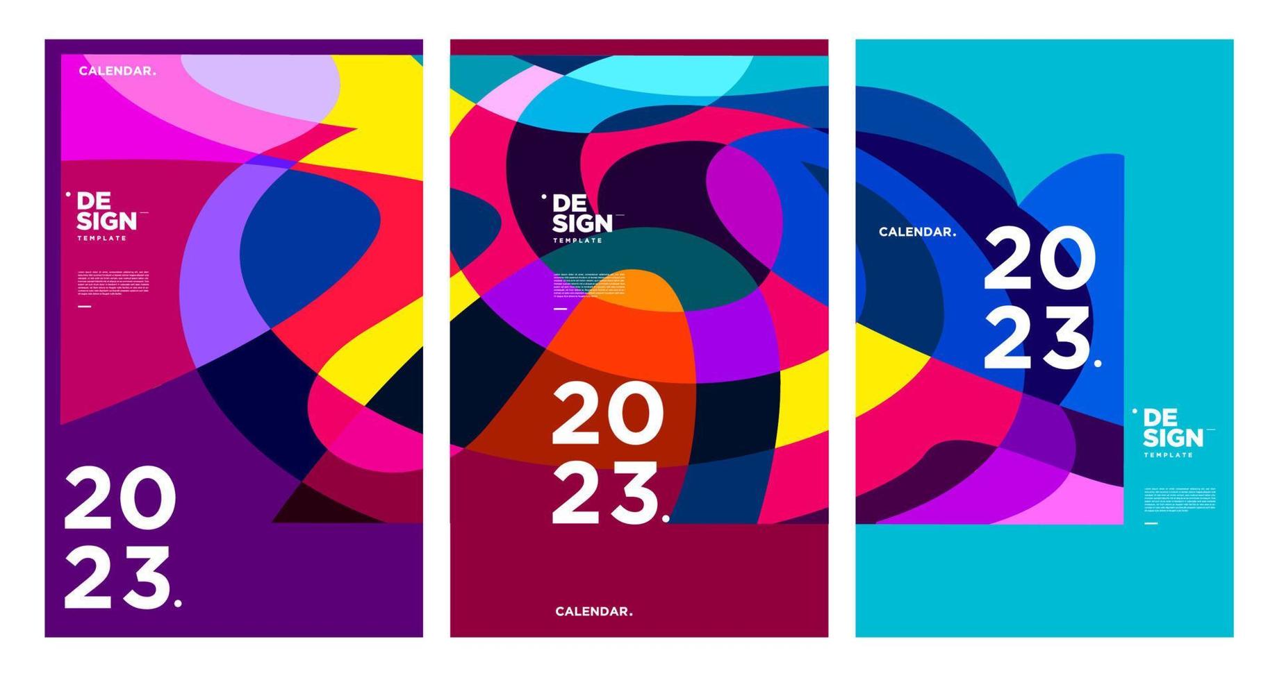 New year 2023 calendar design template with geometric colorful abstract. Vector calendar design.