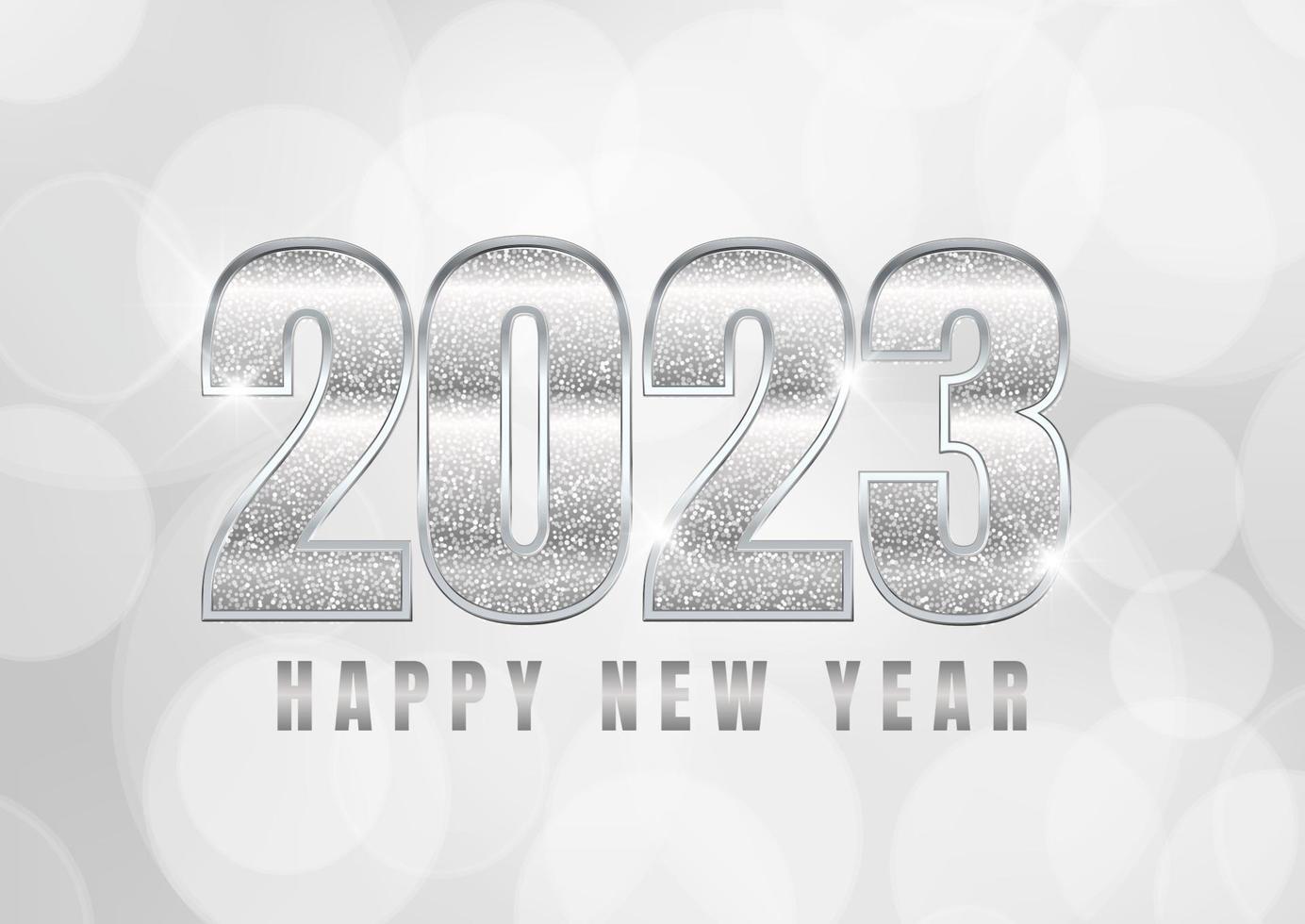 Silver glitter Happy New Year background vector