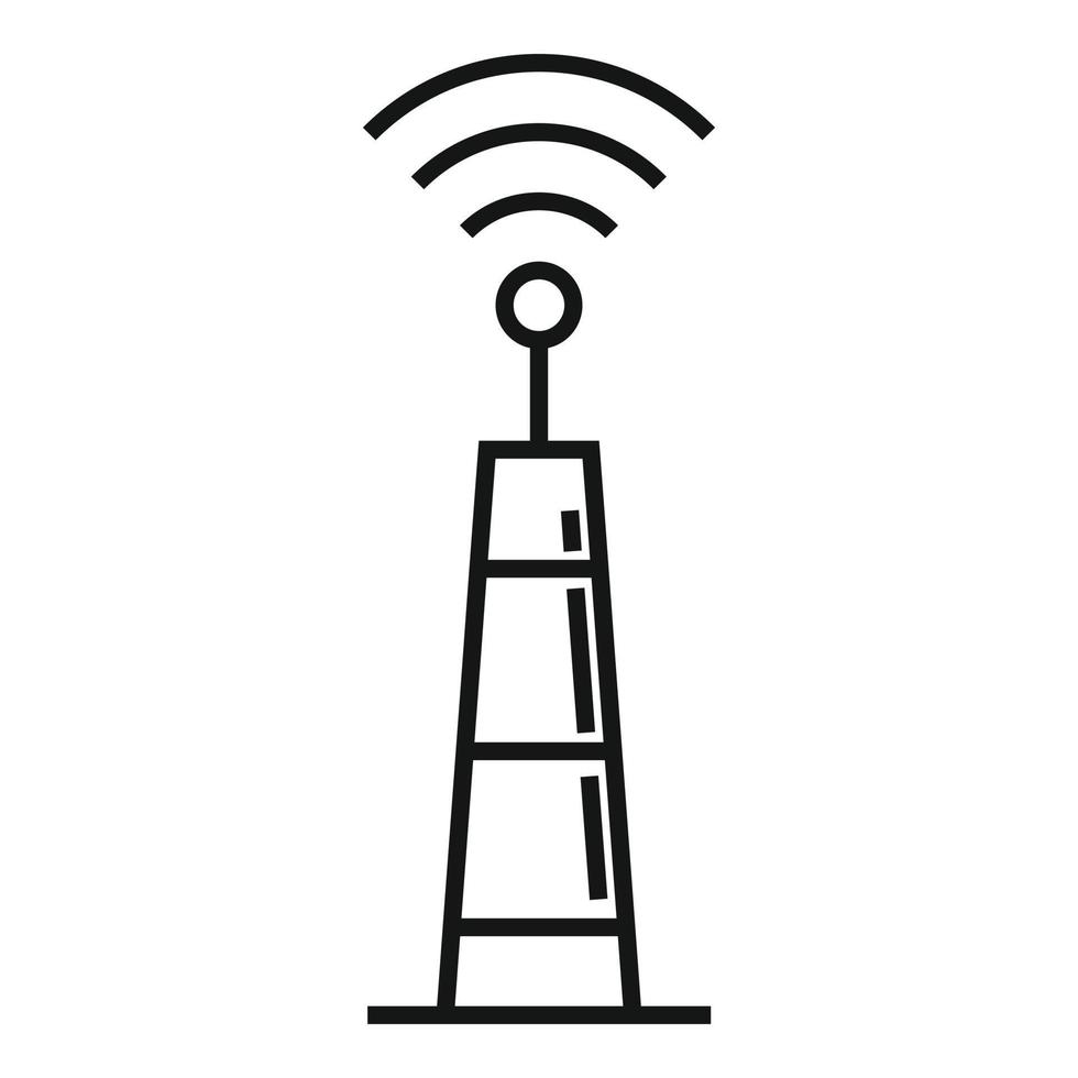 icono de la torre de radio del ingeniero, estilo de esquema vector