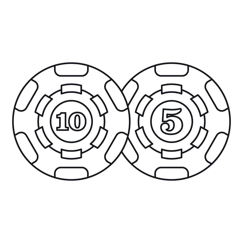 icono de fichas de casino, estilo de esquema vector