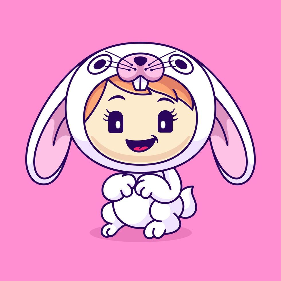 cute kid wearing bunny costume vector