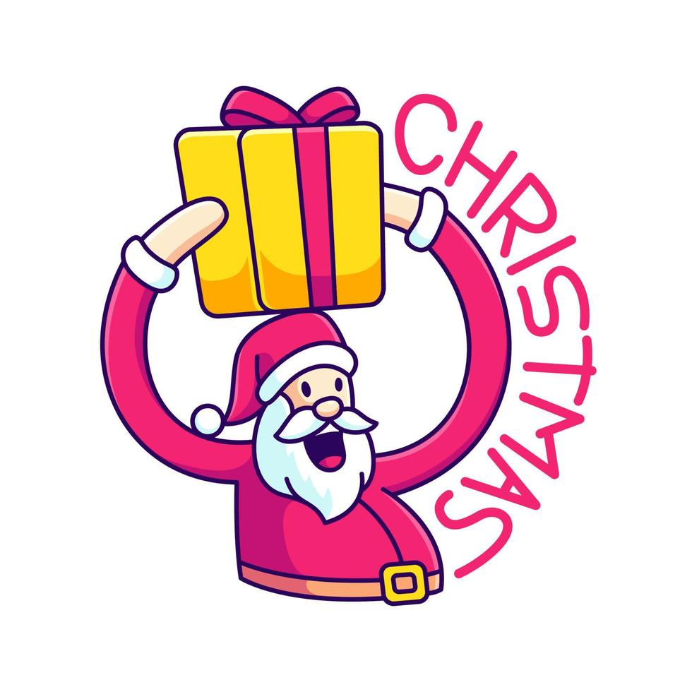 santa claus brings surprise christmas gift box vector