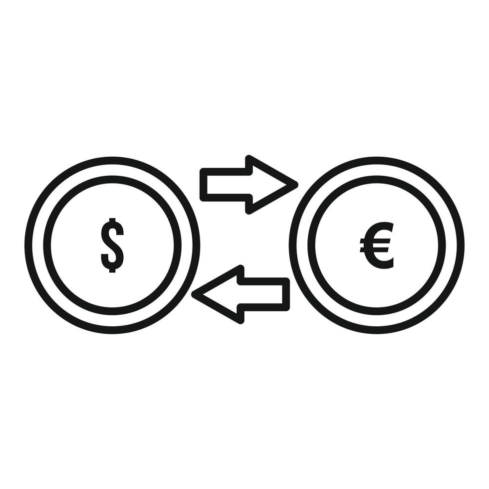 Dollar euro conversion icon, outline style vector