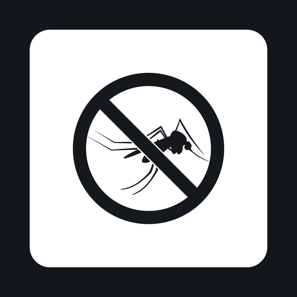 Prohibition sign mosquitoes icon, simple style vector