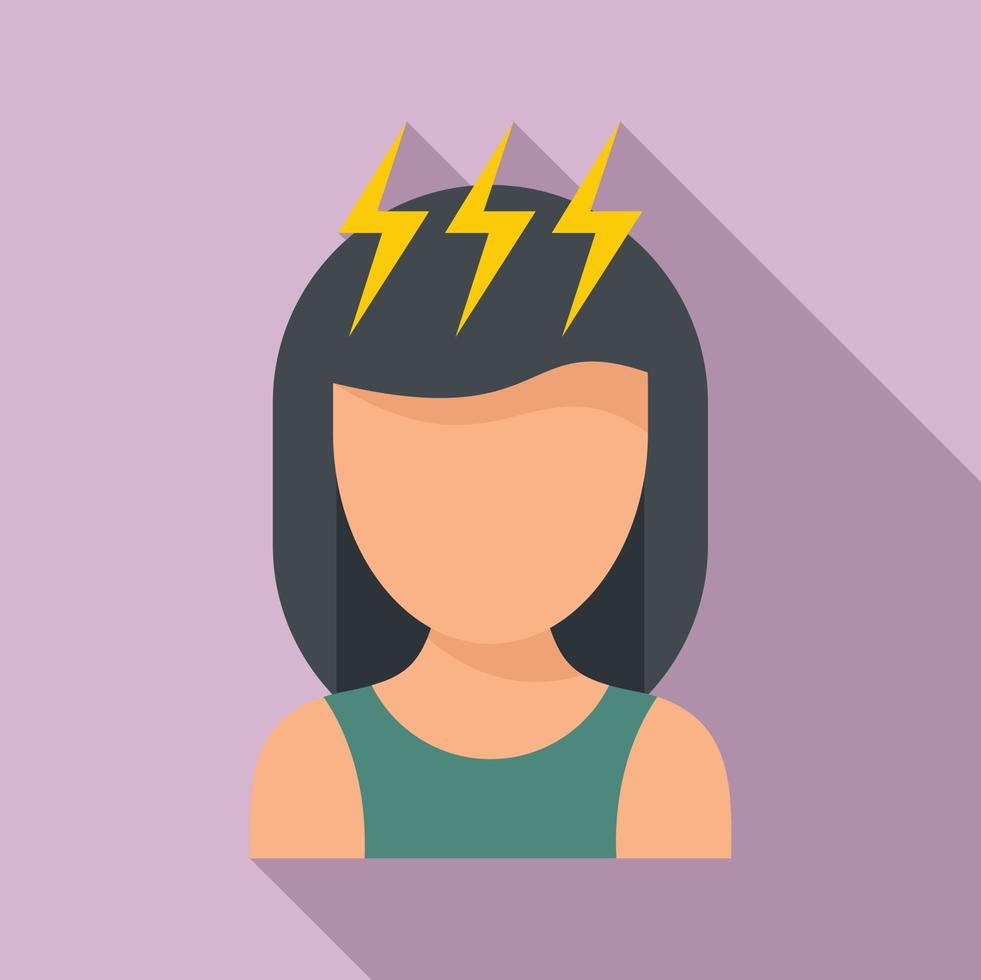 niña, adolescente, problemas, icono, plano, estilo vector