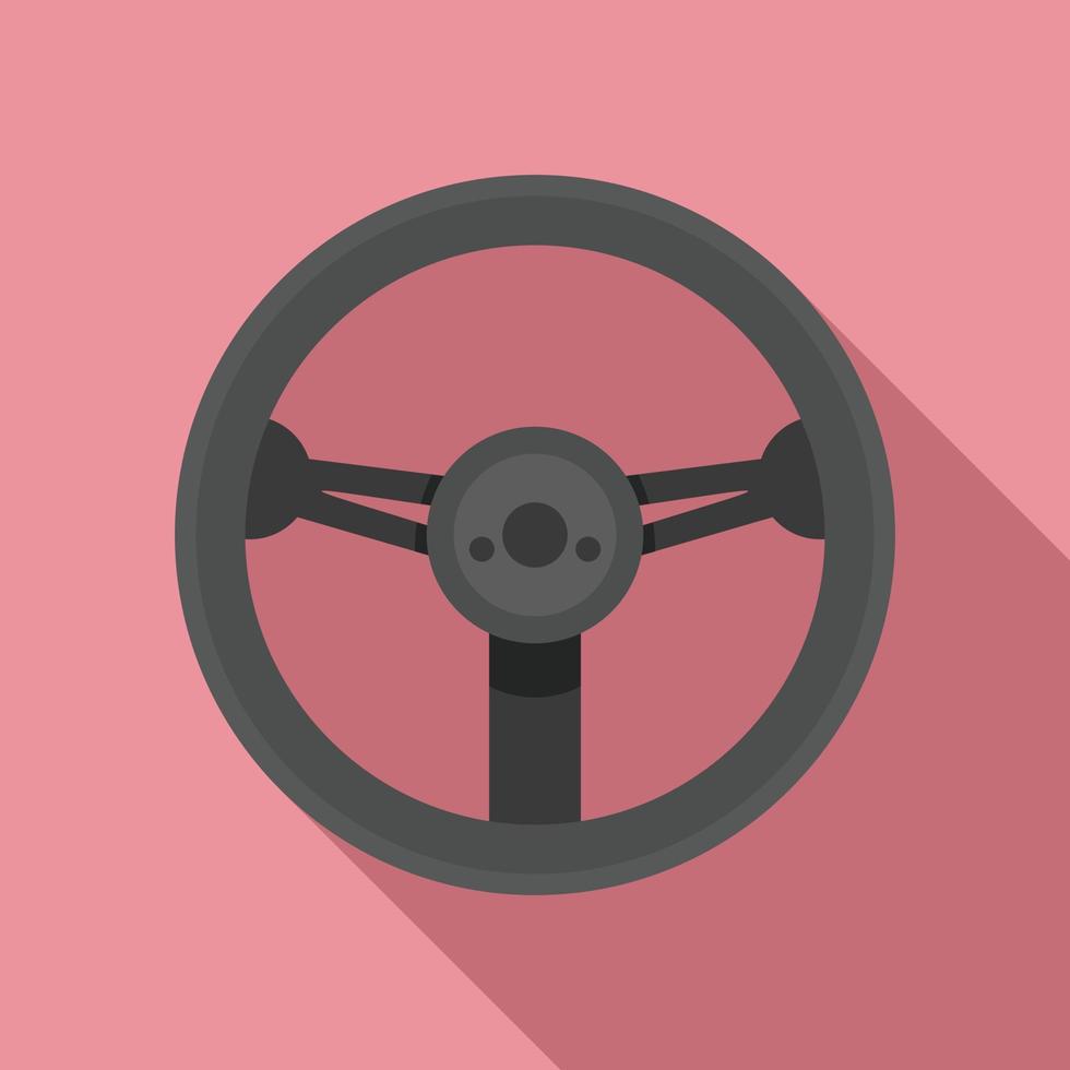 Button steering wheel icon, flat style vector