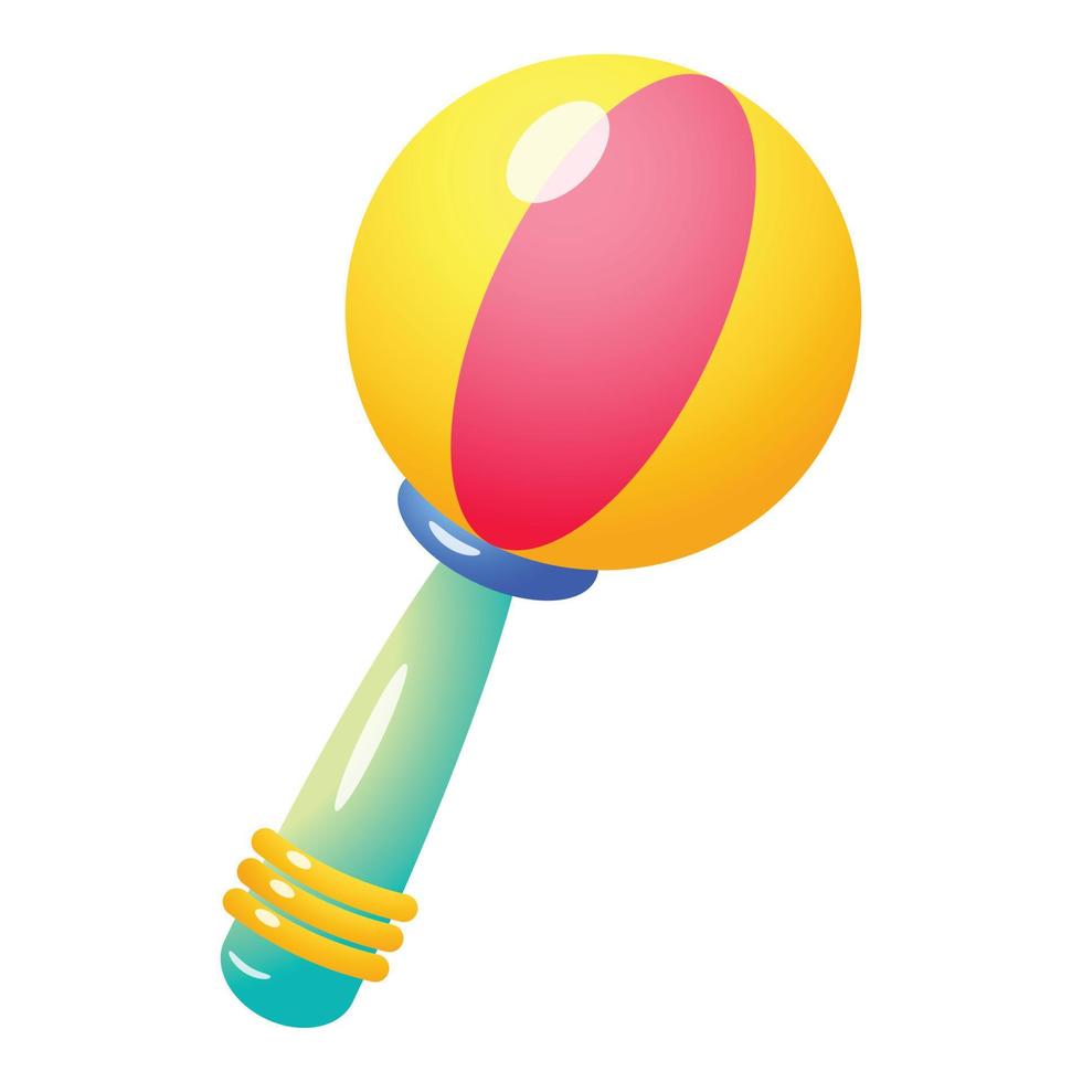 Baby rattle icon, cartoon style vector