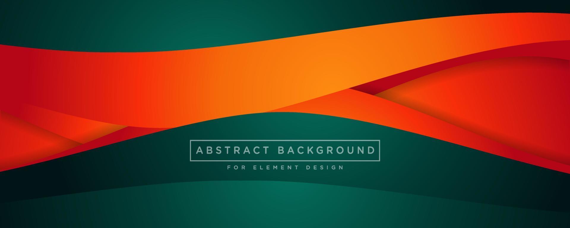 Wave dark green and orange digital art and light in middle, design background vector