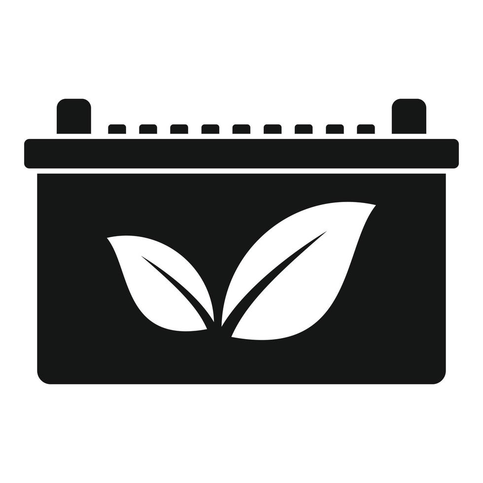 Eco car battery icon, simple style vector