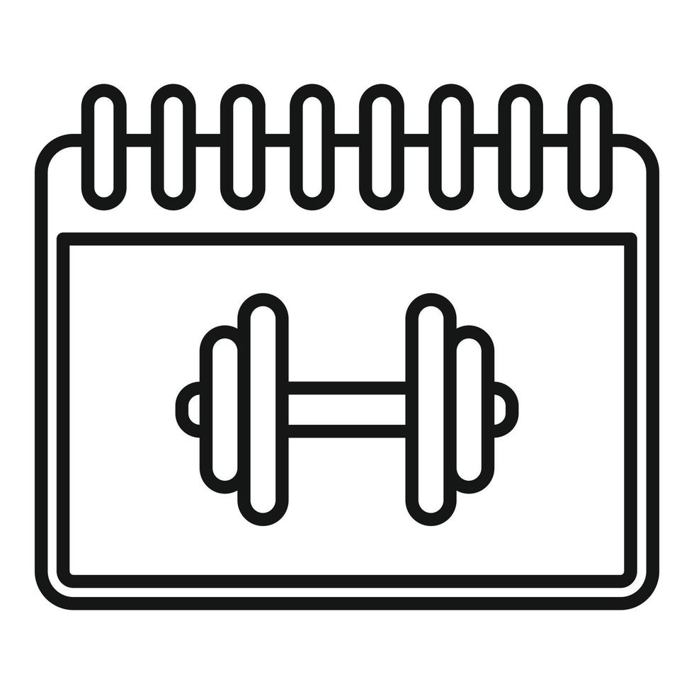 Gym time calendar icon, outline style vector