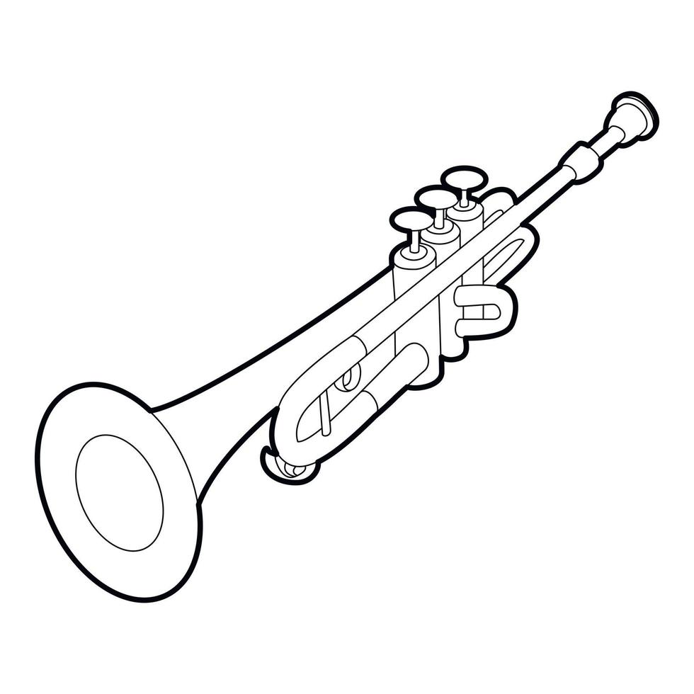 icono de trompeta, estilo isométrico de contorno vector