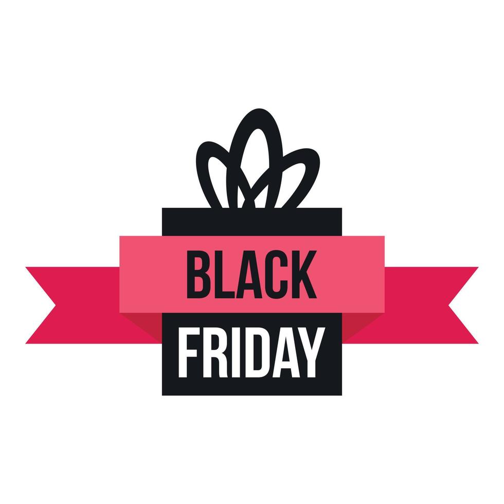 Black Friday gift box icon, flat style vector
