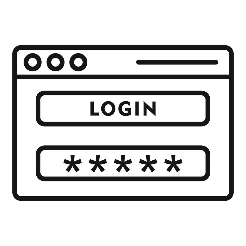 Login page authentication icon, outline style vector