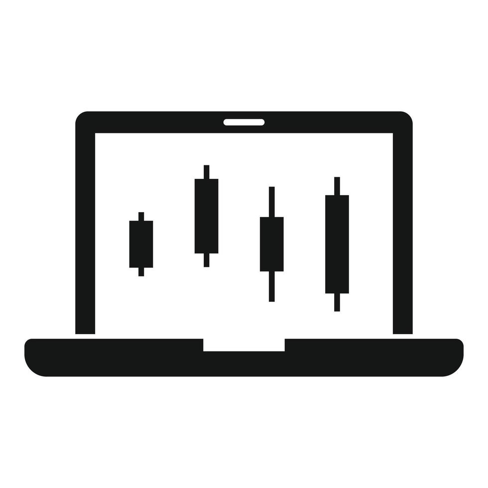 Laptop trader icon, simple style vector