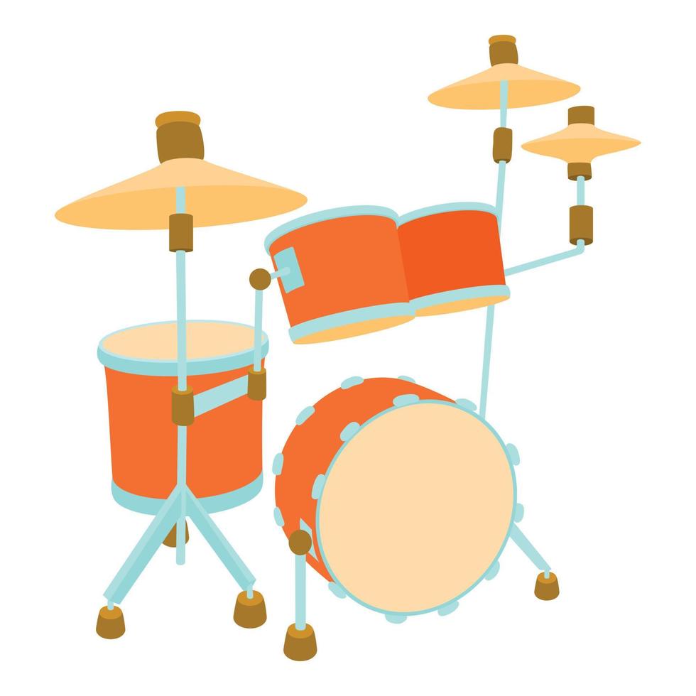 Drum icon, cartoon style vector