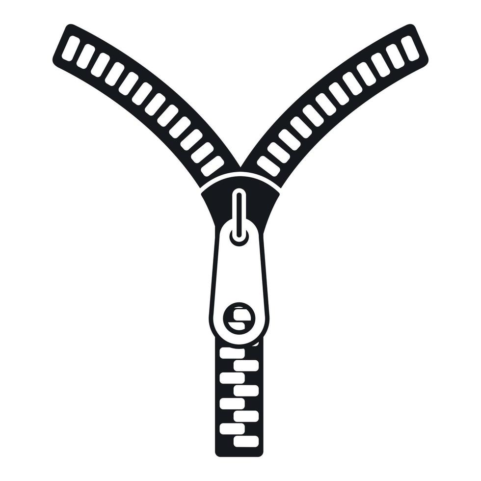 Zipper with lock icon, simple style vector