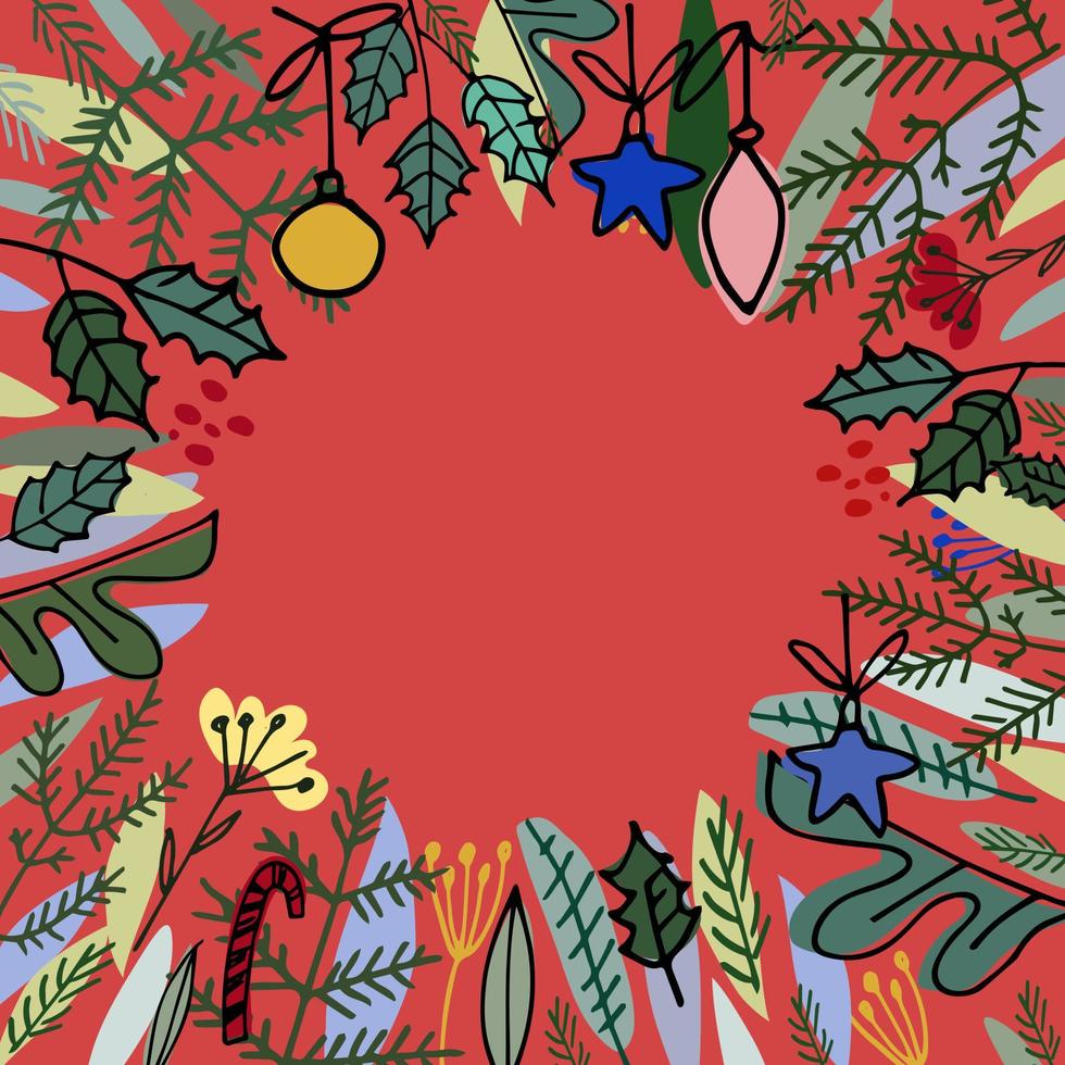 Card with hand lettered Merry Christmas and Happy New Year .Greeting card, flyer, invitation vector
